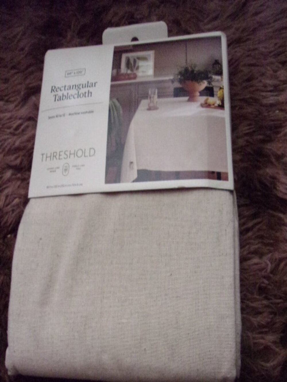 60"x120" Linen Blend Tablecloth Cream Threshold Modern Woven Rectangle New